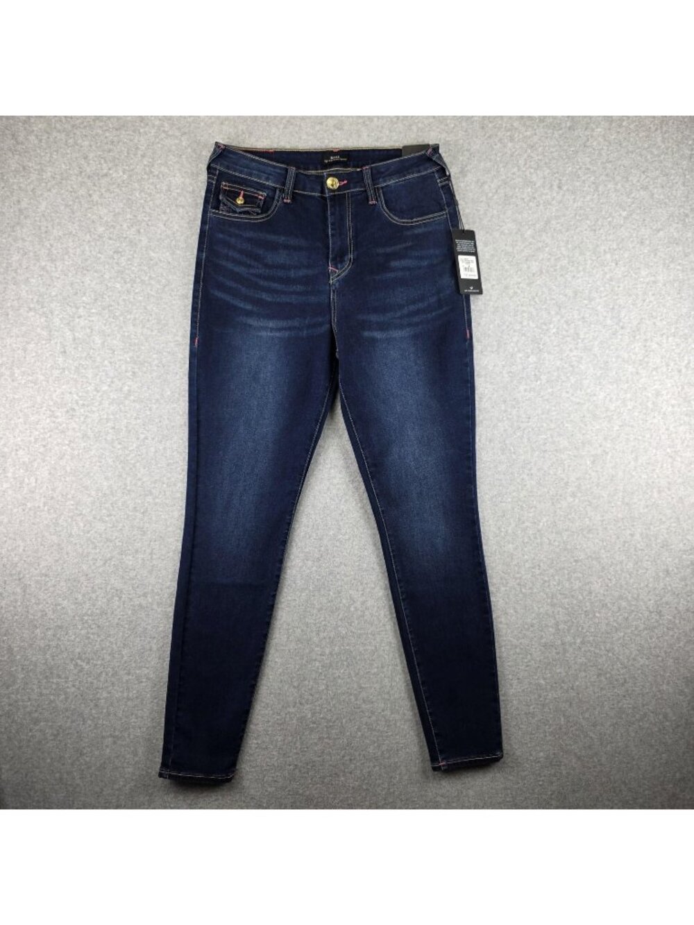 True Religion Halle Jeans Womens 29 Dark Wash High Rise Skinny Flap NWT